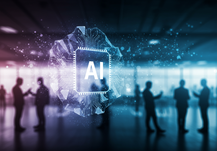 Uma imagem vibrante e futurista para um artigo de notícias de uma conferência de IA. Foco central em uma representação estilizada, brilhante e abstrata da inteligência artificial, como uma rede neural ou um cérebro de cristal multifacetado. Ao fundo, representar sutilmente um ambiente de conferência moderno e iluminado, com silhuetas diversas de pessoas fazendo networking e participando de discussões. O clima geral deve ser inovador, dinâmico e otimista. Cores predominantes: azuis, pratas, com toques energéticos.