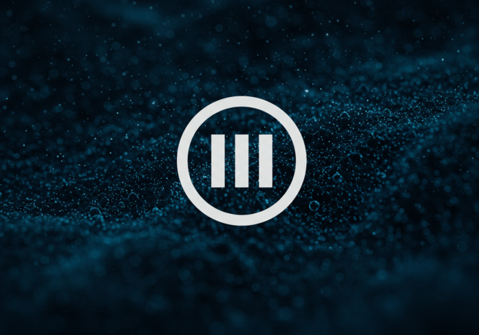 Logotipo da Wikipedia com um proeminente símbolo de pausa sobreposto, em um fundo que sugere redes neurais de inteligência artificial com um leve tom de alerta ou preocupação, foco centralizado no logo e no símbolo de pausa.