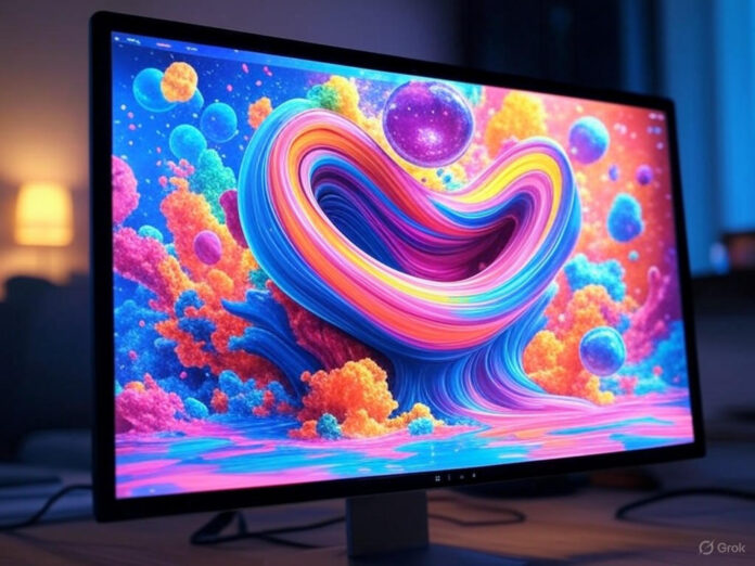 Uma tela de computador exibindo a interface do Gemini com um vídeo sendo gerado pelo Veo 3, destacando elementos de IA e criatividade, com cores vibrantes e um design futurista.