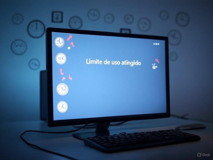 Uma imagem ilustrativa mostrando um computador com uma mensagem de erro na tela dizendo 