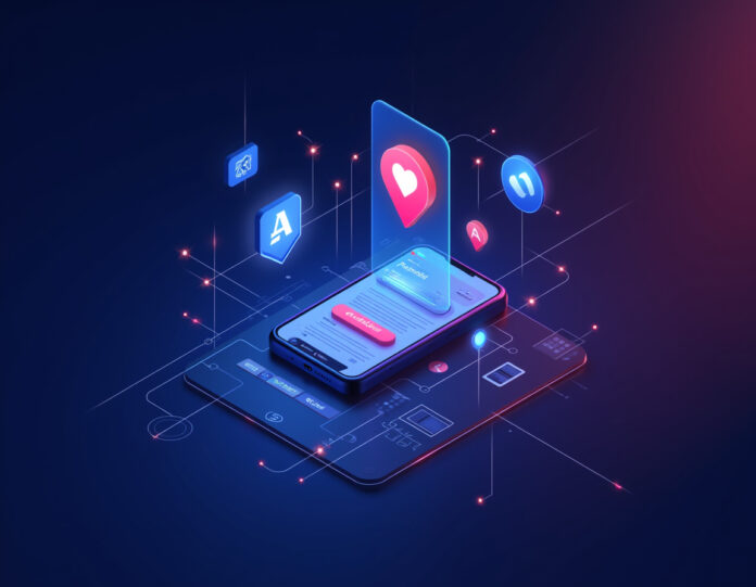 Uma imagem futurista representando o ChatGPT GO, com um smartphone centralizado exibindo a interface do aplicativo ChatGPT e um destaque para o símbolo do PIX ao lado. O fundo apresenta tons de azul e roxo, com elementos de tecnologia e conexão, como linhas de dados e ícones de inteligência artificial.